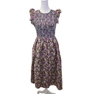 English Factory Floral Smocked Midi Dress Size XS